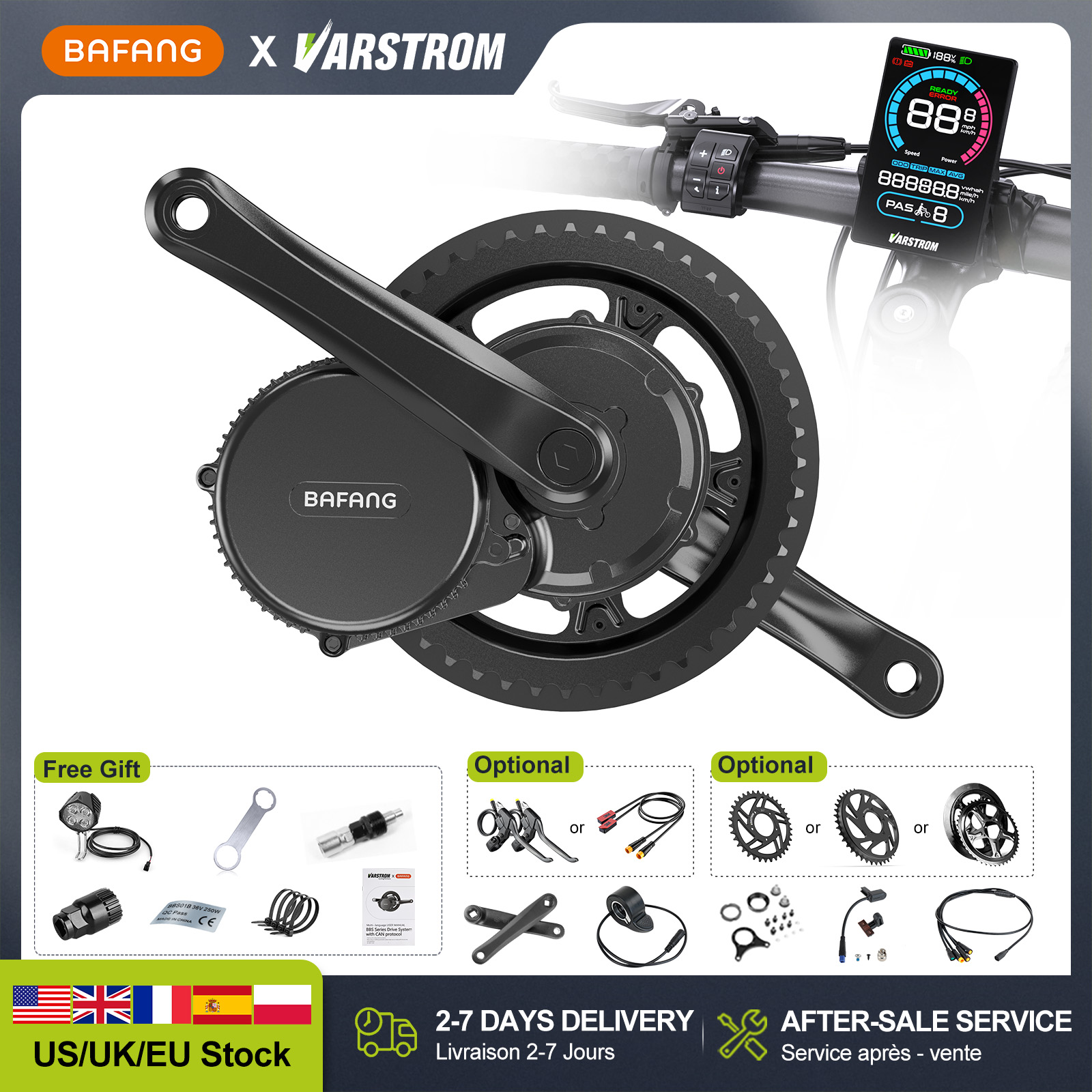 Side Hung Mid Drive Motor Kit - [مخزون أمريكي] محرك BAFANG 48V 500W