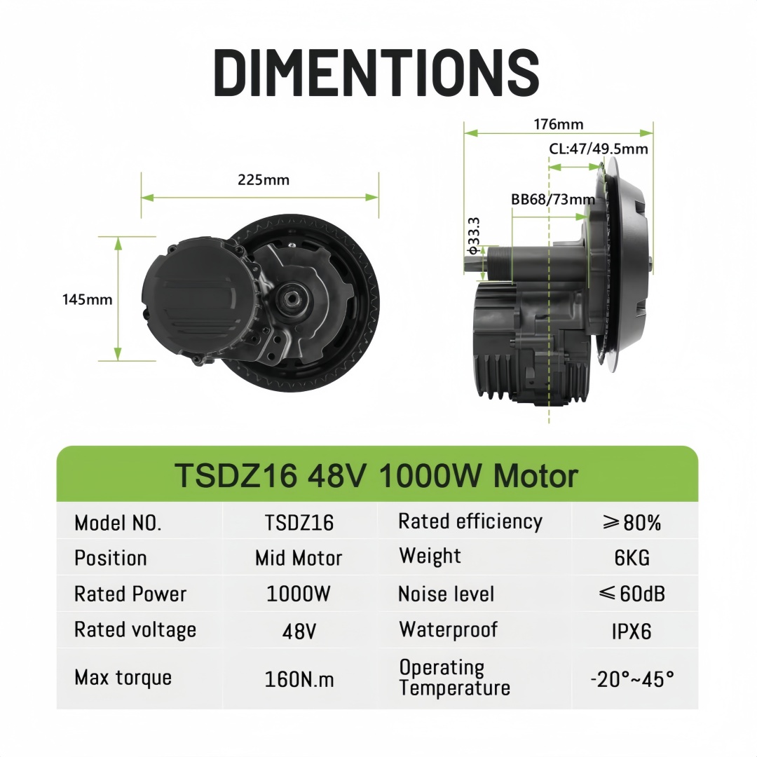 TONGSHENG TSDZ16 48 فولت 1000  - مراجعة Mid Drive Conversion Kit 1000W وسعره